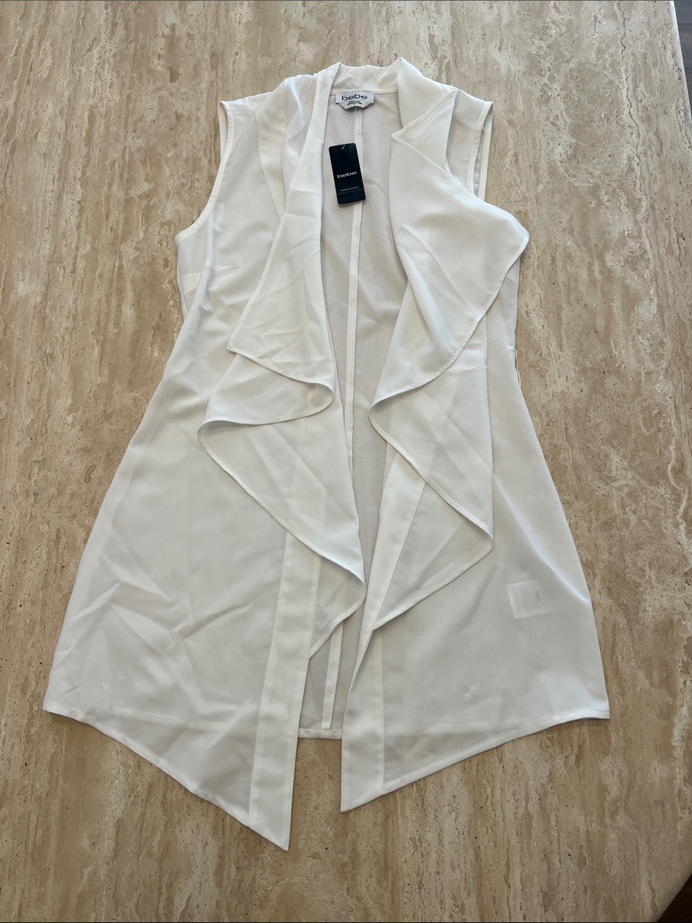 bebe White Sleeveless Ruffle Front cover up